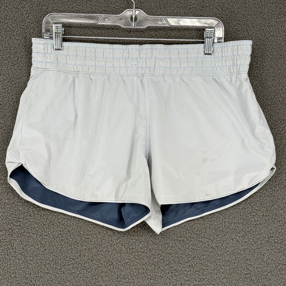 Lululemon Reversible Running Shorts Blue Grey Drawstring Zip Pocket Size 10